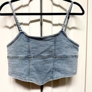 SHEIN Light Blue Denim Crop Top